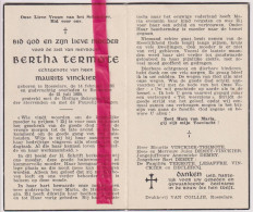 Devotie Doodsprentje Overlijden - Bertha Termote Echtg Maurits Vinckier - Roeselare 1895 - 1958 - Obituary Notices