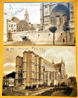 MONS  -  3 CARTES :  Eglise Ste Waudru  - Détail De L'Eglise  - Le Grand Portail De L'Eglise    - - Mons