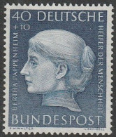 BRD: 1954, Mi. Nr. 203, Wohlfahrt: Helfer Der Menschheit (V), 40+10 Pfg. Bertha Pappenheim.     **/MNH - Ongebruikt