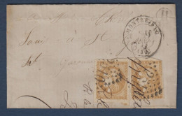 Bordeaux  N° 43 X 2 ( 1 TB , Grandes Marges ) Sur Lettre De Montréjeau - 1870 Ausgabe Bordeaux