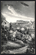 AK Namur, Soldaten Im Gefecht, Zeppelin  - War 1914-18