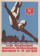 Propaganda NSDAP - Erste Großdeutsche Schwimm-Meisterschaften Darmstadt 8-10 Juli 1938 - Weltkrieg 1939-45