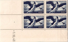 POSTE AERIENNE N° 18. Bloc De 4  Du 1/10/48 - 100f.Bleu Noir NEUF ** Cote + De 48€ - Other & Unclassified