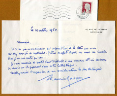 MAURICE GARCON : LETTRE AVEC AUTOGRAPHE (1960) Avocat - Politico E Militare