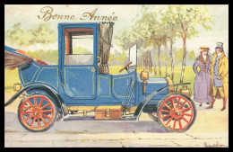 * BONNE ANNEE * FIAT MODELE 16 DE 1903 * ILLUSTRATEUR ITALIEN * F.I.A.T. * ANIMEE * COLORISEE - Voitures De Tourisme