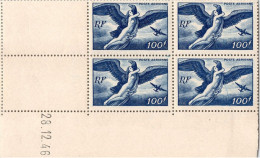 POSTE AERIENNE N° 18. Bloc De 4  Du 28/12/46 - 100f.Bleu Foncé  NEUF ** Cote + De 36€ - Other & Unclassified