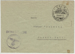 Deutsches Reich 1942, Brief Frei Durch Ablösung Bezirksnotariat Calw - Schwäbisch Hall - Lettres & Documents