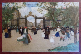 Cpa Litho Paris ; Une Entrée Du Parc Monceau - Coll. Pétrole Hahn Ill. Luigi - Parken, Tuinen