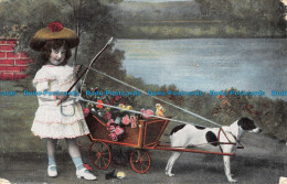 R125381 Old Postcard. Little Girl With Dog Near The River. Blum And Degen. 1907 - Monde