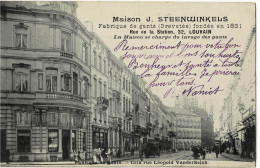 Louvain Maison J.Steenwinkels Fabrique De Gants Rue De La Station N°32 Circulée En 1905 - Leuven