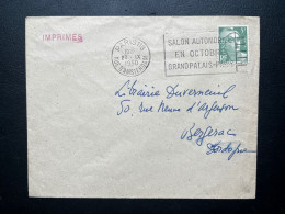 5F MARIANNE DE GANDON SUR ENVELOPPE / PARIS 118 R. D'AMSTERDAM POUR BERGERAC / 1950 / SALON AUTOMOBILE GRAND PALAIS - 1921-1960: Moderne
