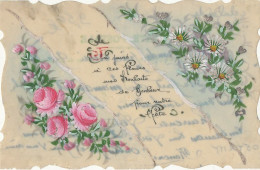 FANTAISIE  / CARTE PEINTE  CELLULOID / FLEURS / BONNE FETE - Other & Unclassified