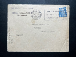 4F50 MARIANNE DE GANDON SUR ENVELOPPE / PARIS 118 R. D'AMSTERDAM POUR ROZOY SUR SERRE / 1947 - 1921-1960: Modern Tijdperk