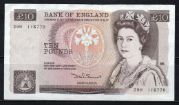 Great Britain Bank Of England 10 Pounds Banknote Security Thread 379b Sign. D. H. F. Somerset 1975–1992 + FREE GIFT - 10 Ponden