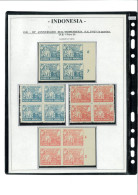 P3145 - INDONESIA 1948 MICHEL 44/5 IMPERF BLOCK OF 4 (WITH NUMBERED BORDER, AND PERFORATED (VARIETY) BLOCK OF 4 MNH - Treinen