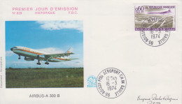 Enveloppe  FDC  1er  Jour   FRANCE    Aéroport    CHARLES  DE  GAULLE    ROISSY   1974 - 1970-1979