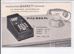 PUBLICITE : Calculatrice BARRETT Portative - Machine Universelle - Très Bon état - Publicité