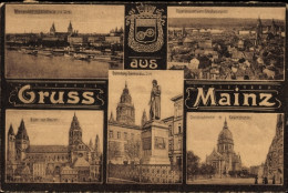 CPA Mainz Am Rhein, Stadthalle, Dom Christuskirche, Kaiserstraße, Gutenberg Denkmal - Autres & Non Classés
