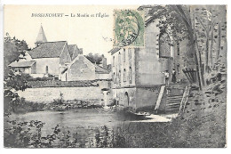 Cpa...Bossancourt...(aube)...le Moulin Et L'église...1906...animée... - Otros & Sin Clasificación