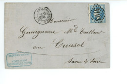 COURRIER / FACTURE Draperie GRAS PICARD à CHALON SUR SAONE An 1866 Pour GUEUGNEAU Tailleur (ori.Gueugnon ) Au CREUSOT 71 - 1863-1870 Napoléon III Con Laureles