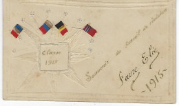 SOUVENIR Du CONSEIL De REVISION -  FAURE Elie 1915 -  Classe 1917 -  Unique Et Realisée A La Main Avec Collage Drapeaux - Other & Unclassified