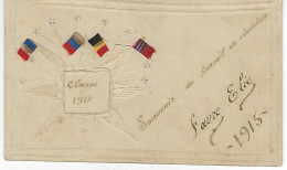 SOUVENIR Du CONSEIL De REVISION -  FAURE Elie 1915 -  Classe 1917 -  Unique Et Realisée A La Main Avec Collage Drapeaux - Andere & Zonder Classificatie