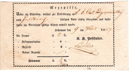 Österreich 1837, Hohenems, Vordruck Rezepisse F. Einschreiben Sendung - Storia Postale