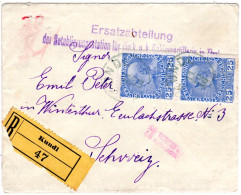 Österreich 1916, Paar 25 H. Auf Militär-Reko Brief M. K1 KUNDL I.d. Schweiz - Covers & Documents
