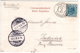 Österreich 1905, Dalmatien-K2 TRSTENO CANNOSA Auf Karte M. 5 H. - Covers & Documents