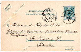 Österreich 1905, Küstenland-K1 AJELLO Auf 5 H. Ganzsache N. St. Paul Lavantthale - Covers & Documents