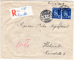 Finnland 1948, ARPELA, Handschriftlicher Reko Zettel Auf Brief M. Paar 12 M. - Autres & Non Classés