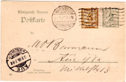 Bayern 1906, Sonderstpl. Nürnberg Deutsch Philatelistentag Auf 2+3 Pf. Ganzsache - Expositions Philatéliques