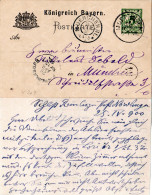 Bayern 1900, K1 MOETTINGEN Auf Ganzsache V. Schloß Reimlingen N. München  - Cartas & Documentos