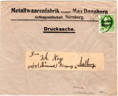 Bayern 1920, EF 5 Pf. Freistaat Auf Drucksache Brief V. Nürnberg N. Dänemark - Brieven En Documenten