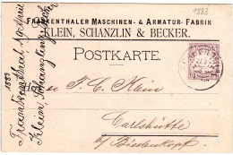 Bayern 1883, 5 Pf. Auf Firmenkarte V. Frankenthal N. Carlshütte - Covers & Documents