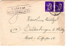 DR 1944, Landpost Stpl. SCHIENEN über Radolfzell Auf Brief M. 2x6 Pf. - Brieven En Documenten