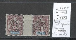 Nouvelle Calédonie - Yvert 55** - Paire Interpanneau - SANS CHARNIERE  - TRES DECALEE - Unused Stamps
