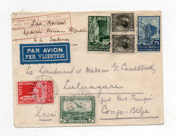 !!! 1ER SERVICE AERIEN REGULIER BELGIQUE - CONGO - SABENA - 23/2/1935, LETTRE PAR AVION D'ANVERS POUR LULUAGARE - Brieven En Documenten