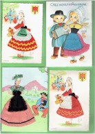 LOT 4 CARTES BRODEES AUVERGNE PAYS AUVERGNAT CARTE BRODEE - Embroidered