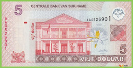 Voyo SURINAM 5 Dollar 2004 P157a B540a AA UNC Suriname River - Suriname