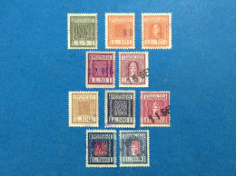 Lotto 10 Marche Da Bollo Usate Tassa Sui Contratti Di Borsa Stempelmarke Fiscaux Revenue Tax 5 10 50 100 500 1000 3000 - Revenue Stamps