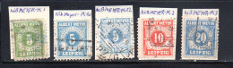 Deutschland, Privatpost Leipzg/Alb.Meyer, 5 Briefmarken, MiNr.1 - 2 -3 - 10  12, Alle Gestempelt (20278E) - Private & Lokale Post