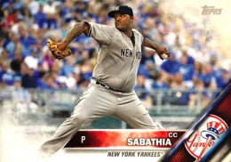 142 CC Sabathia - New York Yankees - Carte Topps Baseball 2016 - Otros & Sin Clasificación
