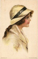 PC ARTIST SIGNED, FIDLER, GLAMOUR LADY, BIG HAT, Vintage Postcard (b54220) - Sonstige & Ohne Zuordnung