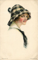 PC ARTIST SIGNED, FIDLER, LADY IN CHECKERED HAT, Vintage Postcard (b54211) - Sonstige & Ohne Zuordnung