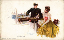 PC ARTIST SIGNED, HARRISON FISHER, LOVE AND DUTY, Vintage Postcard (b54185) - Fisher, Harrison