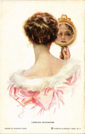 PC ARTIST SIGNED, HARRISON FISHER, LOOKING BACKWARD, Vintage Postcard (b54180) - Fisher, Harrison