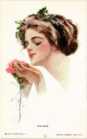 PC ARTIST SIGNED, HARRISON FISHER, THE ROSE, Vintage Postcard (b54153) - Fisher, Harrison