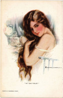 PC ARTIST SIGNED, HARRISON FISHER, AT THE TOILET, Vintage Postcard (b54102) - Fisher, Harrison