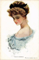 PC ARTIST SIGNED, HARRISON FISHER, MAID TO WORSHIP, Vintage Postcard (b54080) - Fisher, Harrison